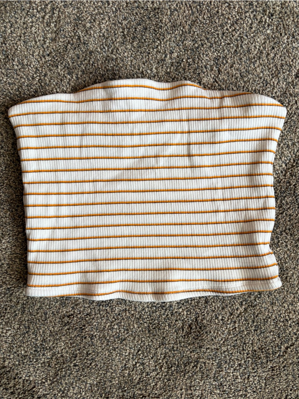 Garage White Ribbed Mini Skirt with Mustard Stripes